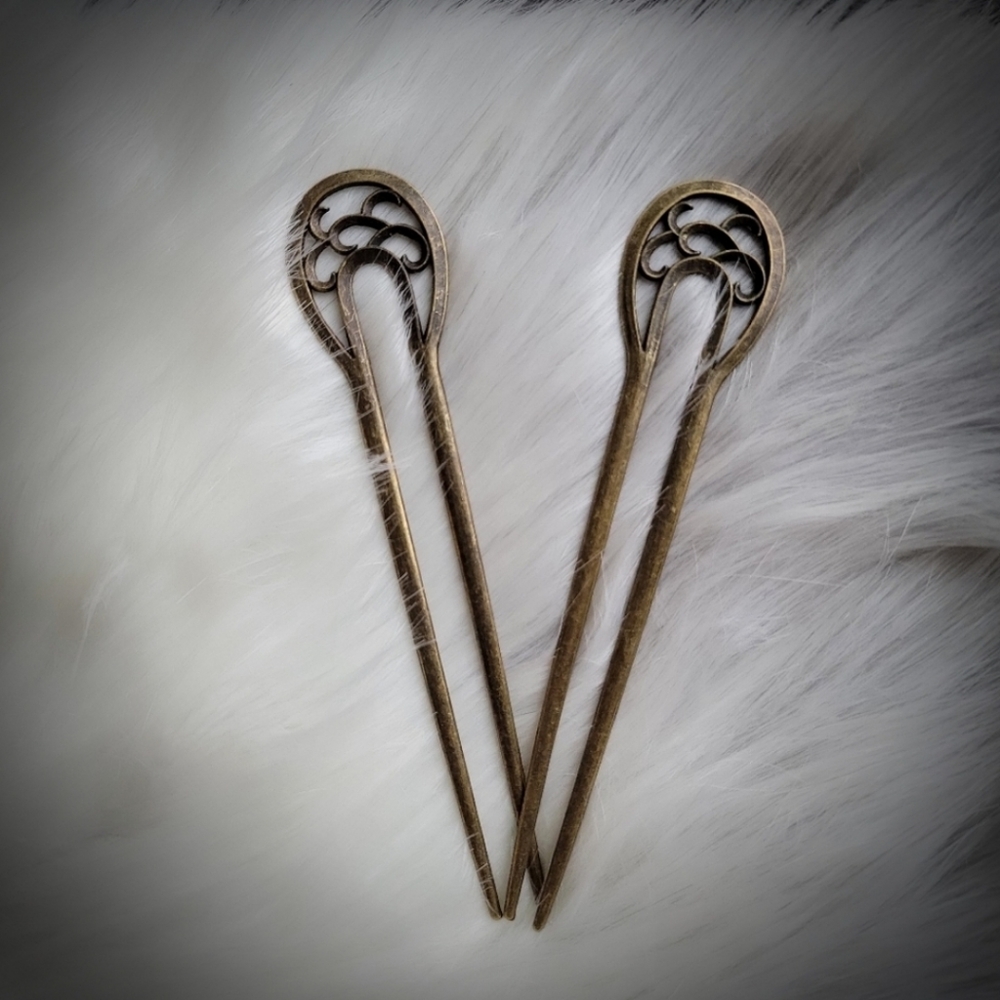 6" Bronze Asian Hair Pins - Picture 3 of 5